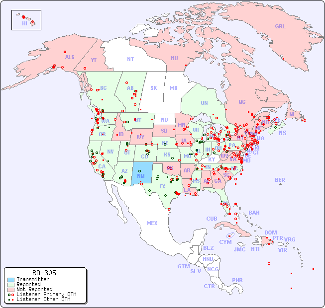 North American Reception Map for RO-305