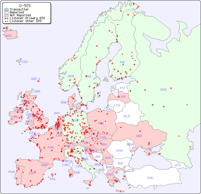 European Reception Map for U-925