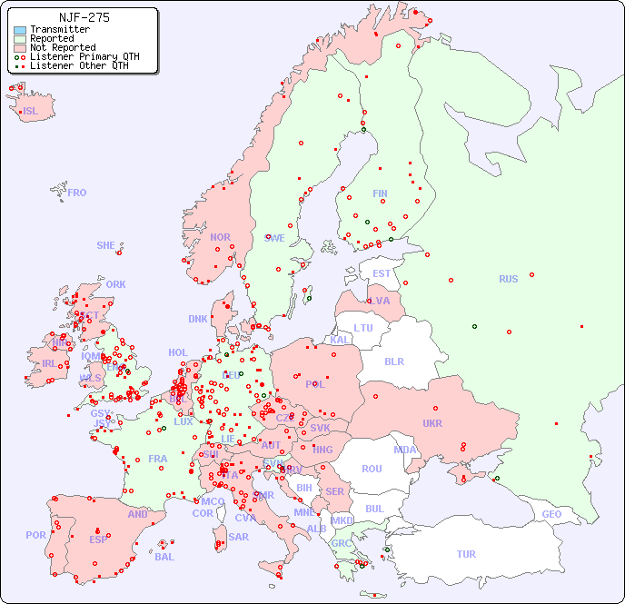 European Reception Map for NJF-275