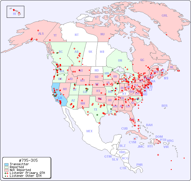North American Reception Map for #795-305