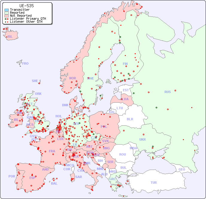 European Reception Map for UE-535