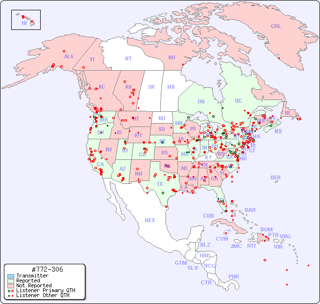 North American Reception Map for #772-306