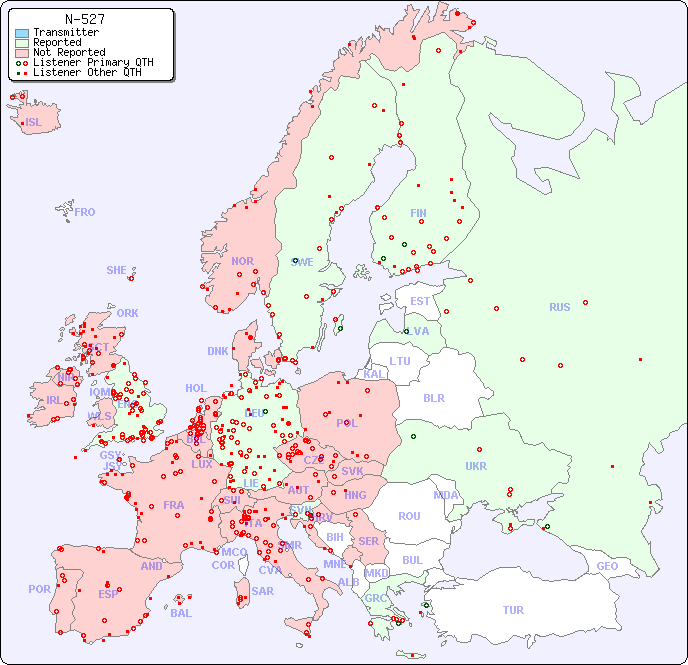 European Reception Map for N-527