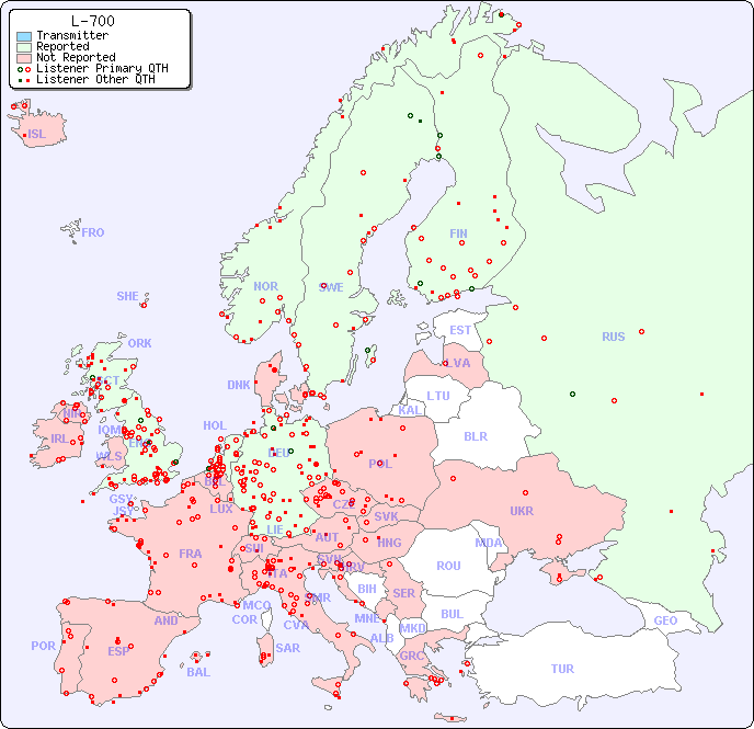 European Reception Map for L-700