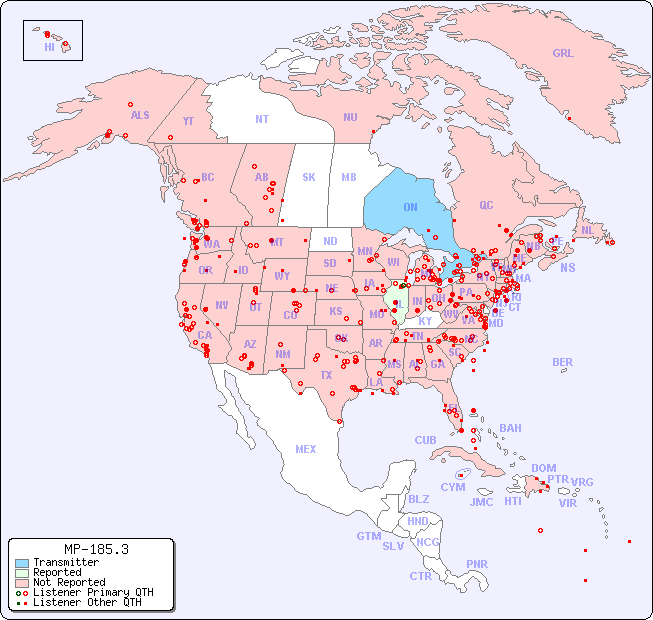 North American Reception Map for MP-185.3