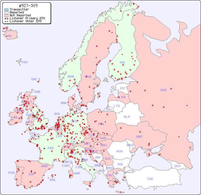 European Reception Map for #927-309