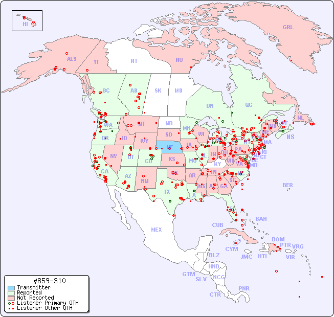 North American Reception Map for #859-310