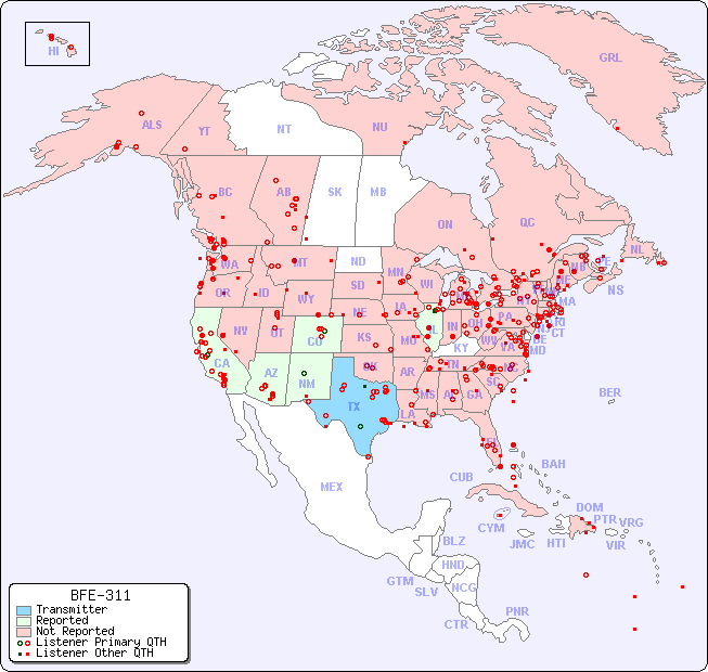 North American Reception Map for BFE-311