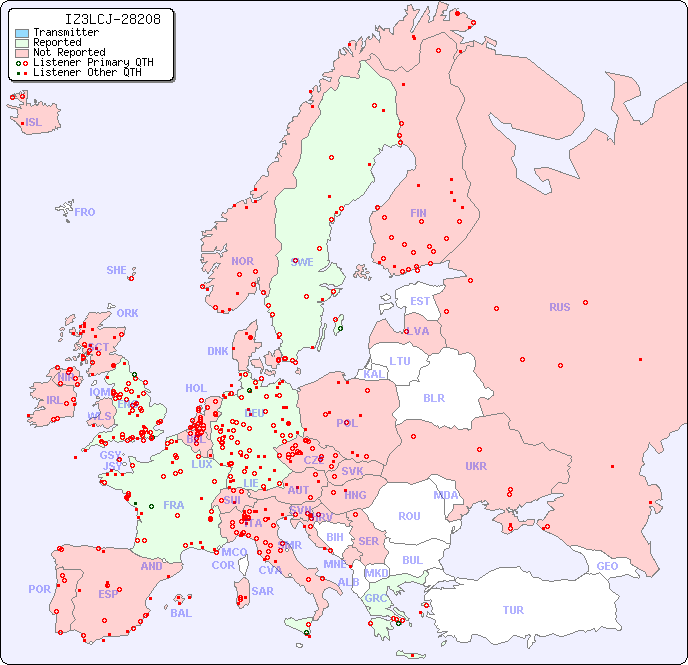 European Reception Map for IZ3LCJ-28208