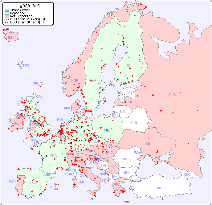 European Reception Map for #039-305
