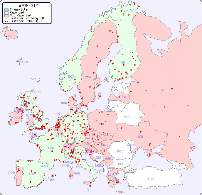 European Reception Map for #935-312