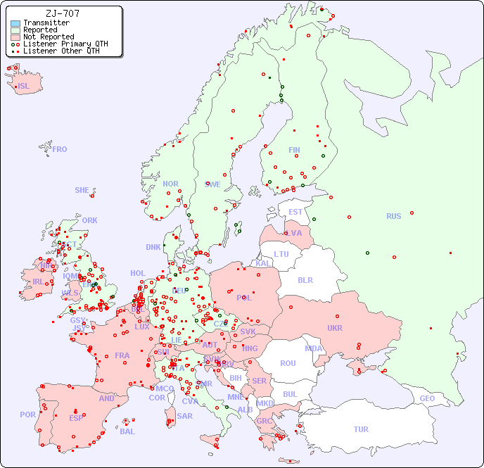European Reception Map for ZJ-707