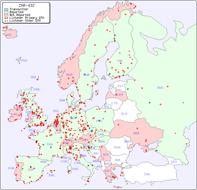 European Reception Map for ZAR-432
