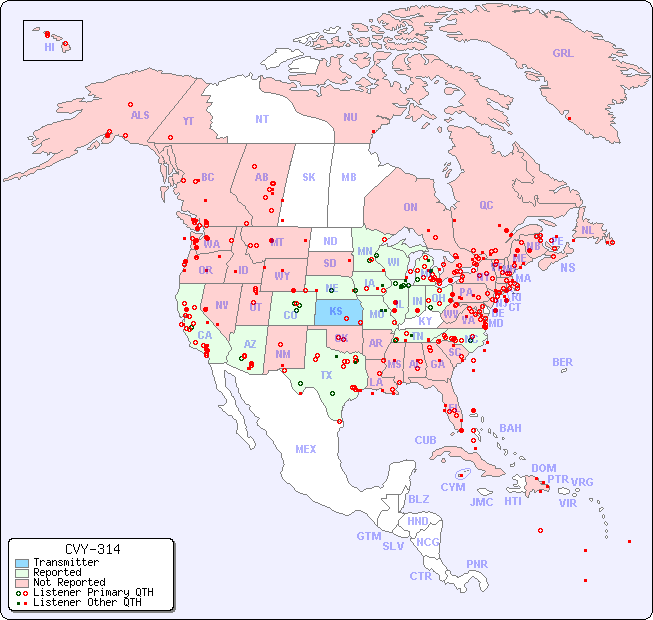 North American Reception Map for CVY-314