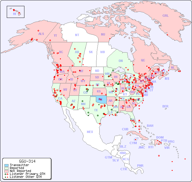 North American Reception Map for GGU-314