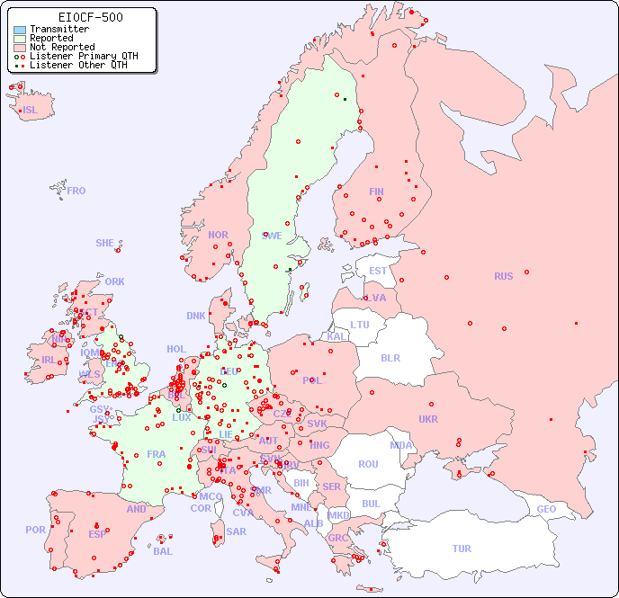 European Reception Map for EI0CF-500