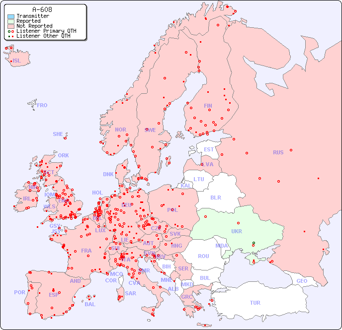 European Reception Map for A-608