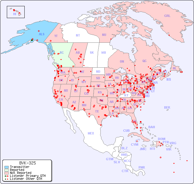 North American Reception Map for BVK-325