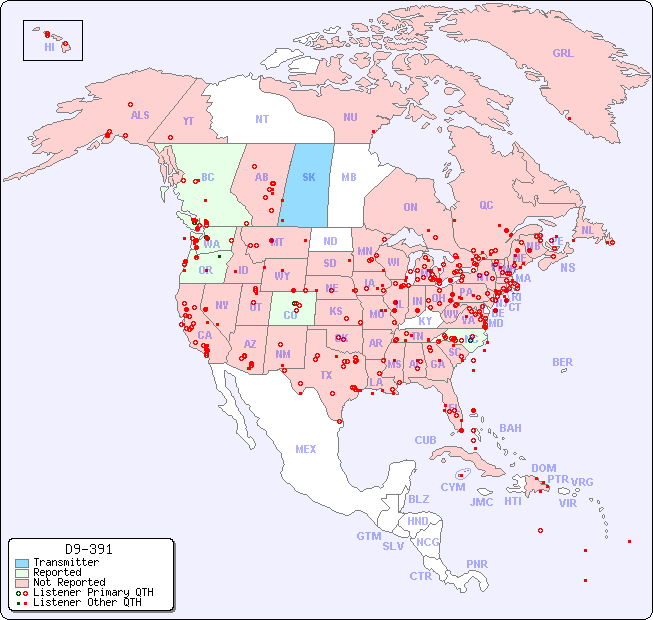 North American Reception Map for D9-391