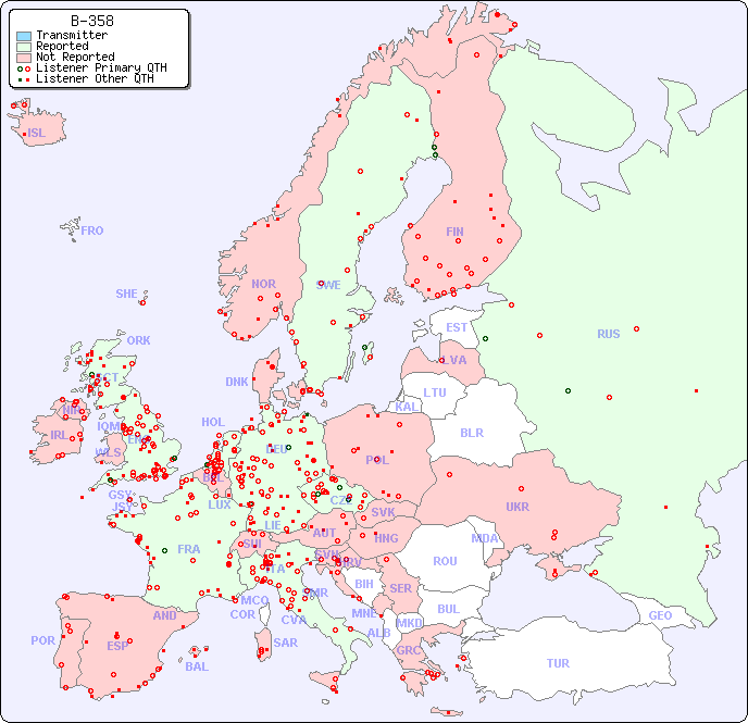 European Reception Map for B-358