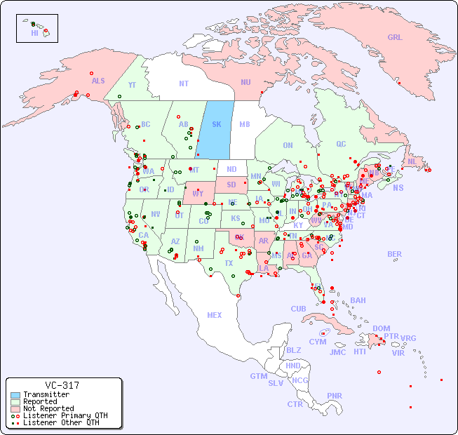 North American Reception Map for VC-317