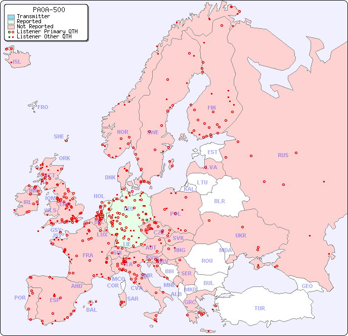 European Reception Map for PA0A-500