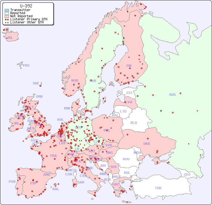 European Reception Map for U-392