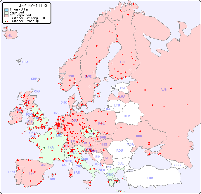 European Reception Map for JA2IGY-14100
