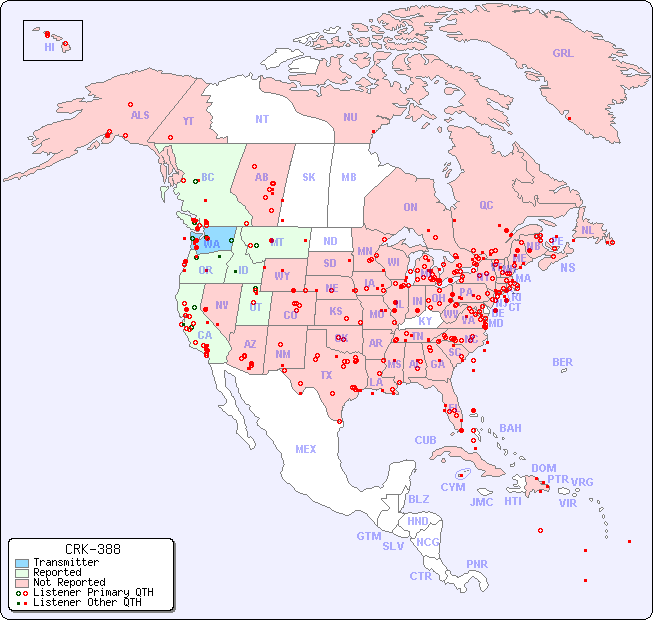 North American Reception Map for CRK-388