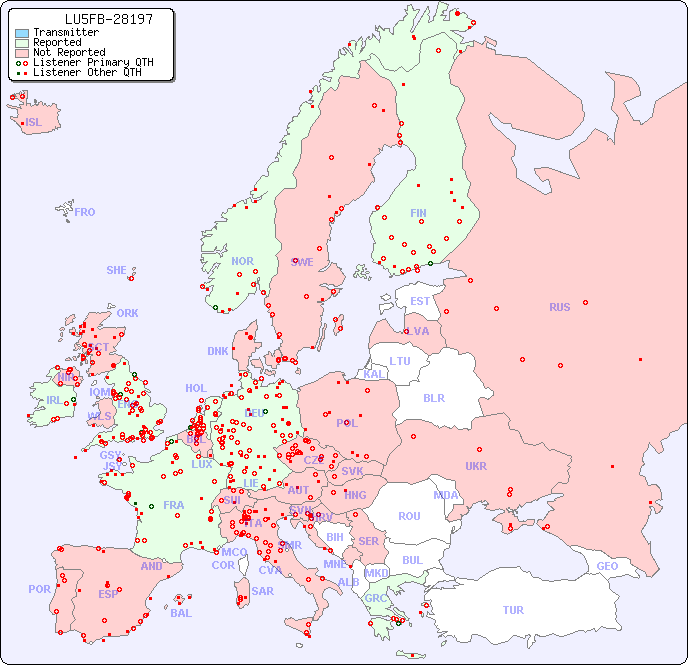 European Reception Map for LU5FB-28197