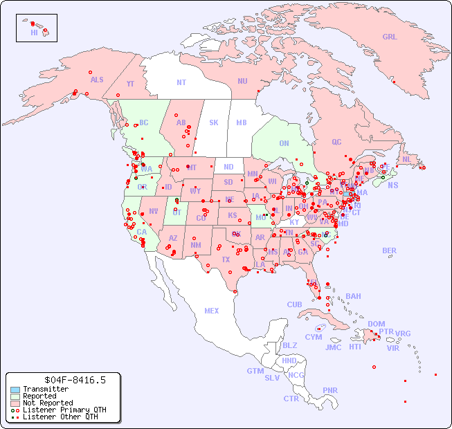 North American Reception Map for $04F-8416.5