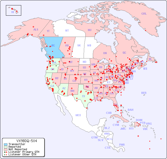 North American Reception Map for VX9BDQ-504