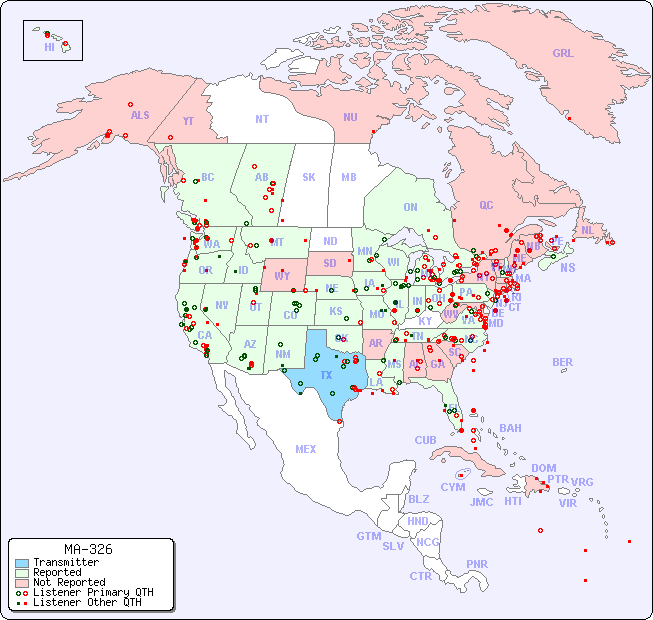North American Reception Map for MA-326