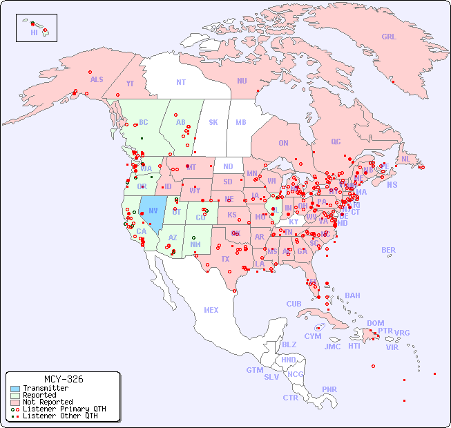 North American Reception Map for MCY-326