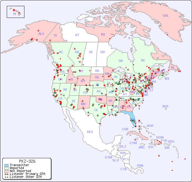 North American Reception Map for PKZ-326