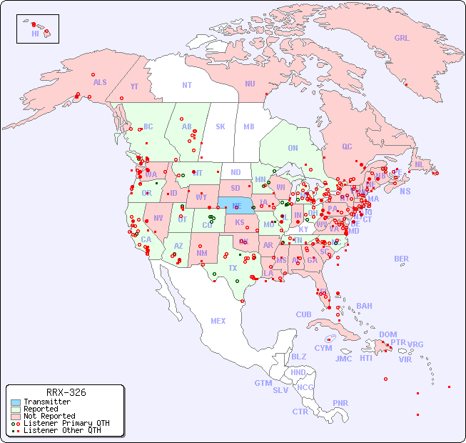 North American Reception Map for RRX-326