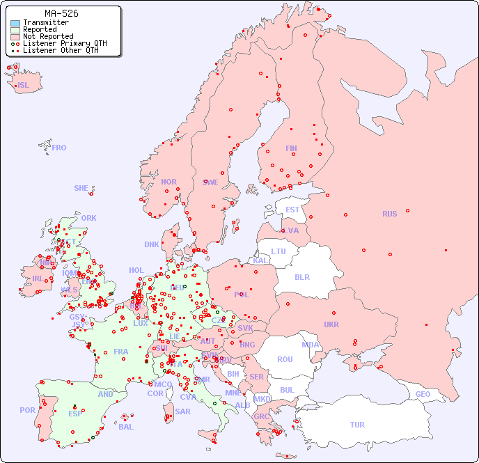 European Reception Map for MA-526