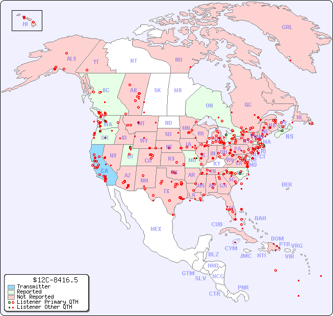 North American Reception Map for $12C-8416.5