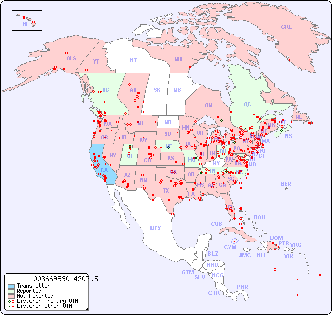 North American Reception Map for 003669990-4207.5