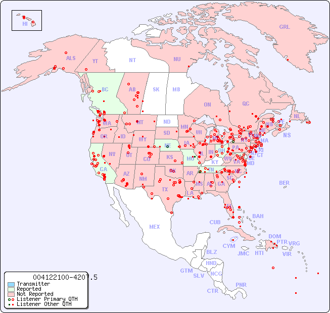 North American Reception Map for 004122100-4207.5