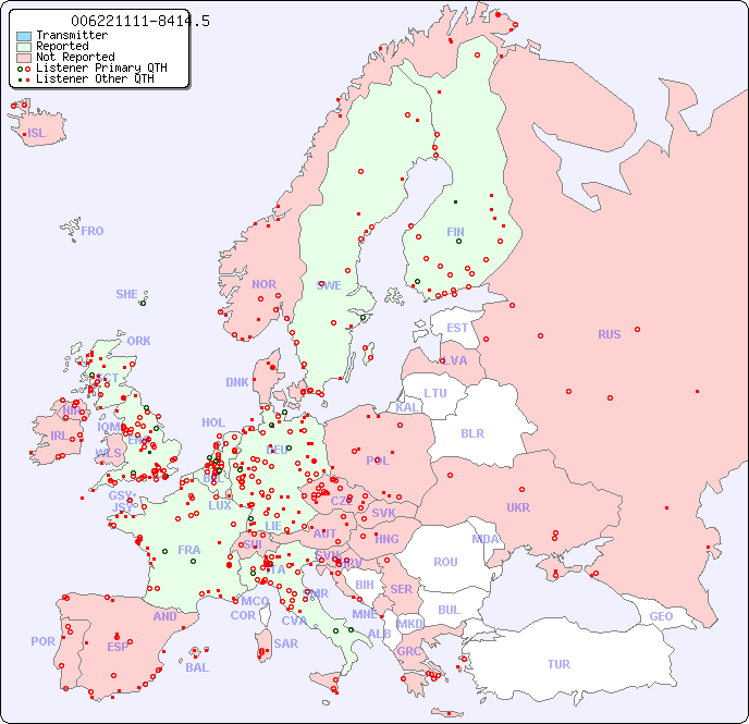 European Reception Map for 006221111-8414.5