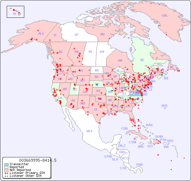 North American Reception Map for 003669995-8414.5