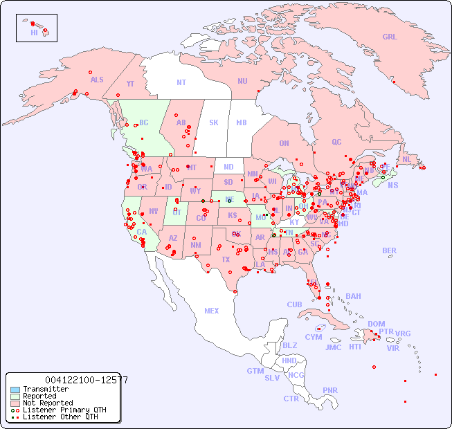 North American Reception Map for 004122100-12577