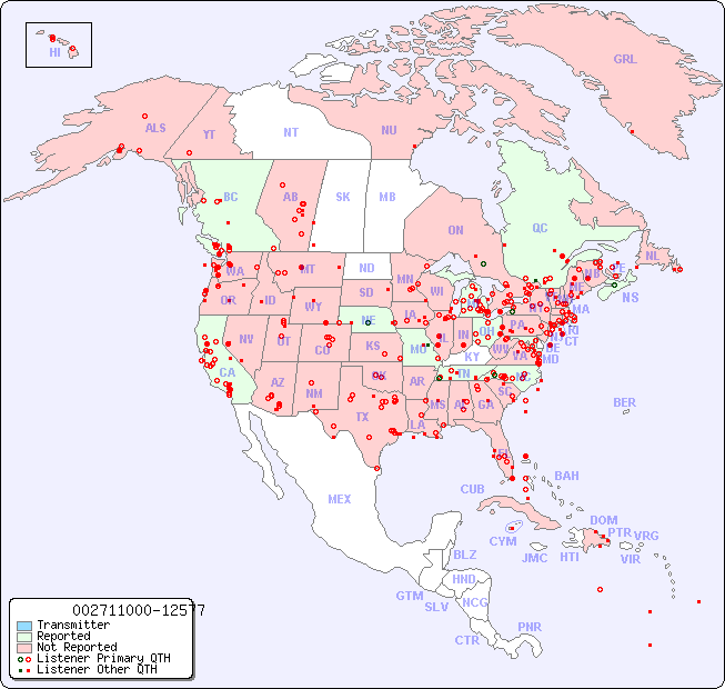 North American Reception Map for 002711000-12577