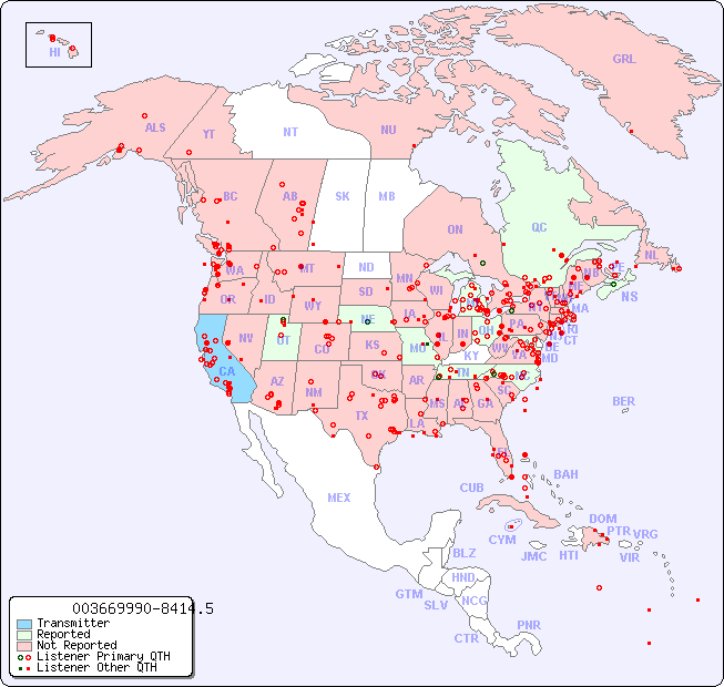 North American Reception Map for 003669990-8414.5