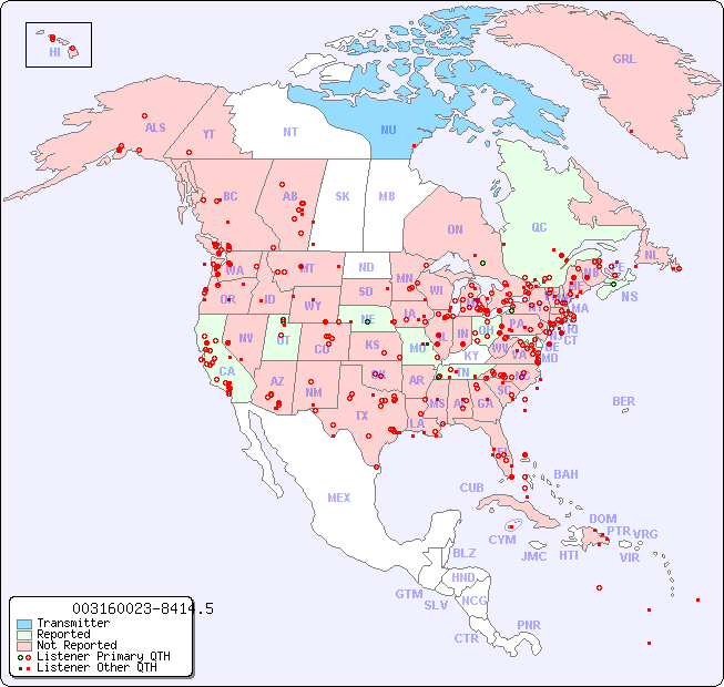 North American Reception Map for 003160023-8414.5