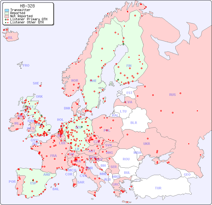 European Reception Map for HB-328