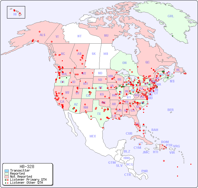North American Reception Map for HB-328