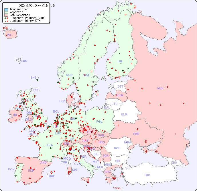 European Reception Map for 002320007-2187.5