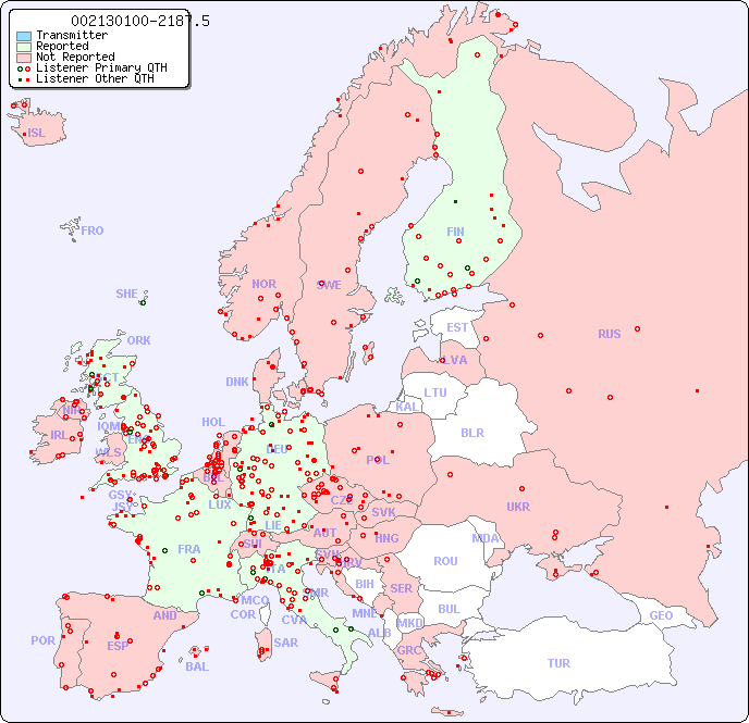 European Reception Map for 002130100-2187.5